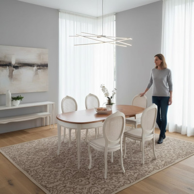 Italienische Möbel Designer Holz Tisch Sitz Polster Ess Zimmer 4x Stühle