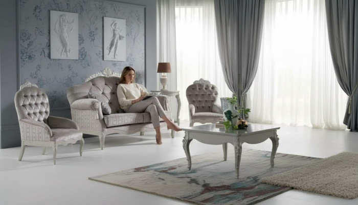 Sofagarnitur 2 Sitzer Garnitur Samt Sessel Couchtisch Luxus Sofas Stoff