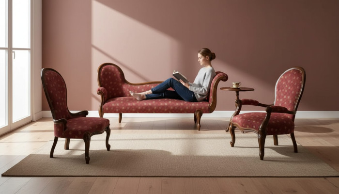 Lounge Sofa Liege Polster Liegen Klassisch Chaiselongue Club Braun Neu