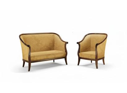 Sofa Couch Polster Klassischer 2 Sitzer Sessel Gelb Italienische Stil