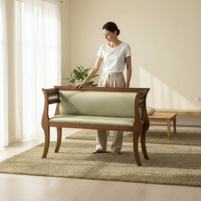 Sitzbank Klassische Designer Sitzmöbel Wohnzimmer Polsterbank Braun