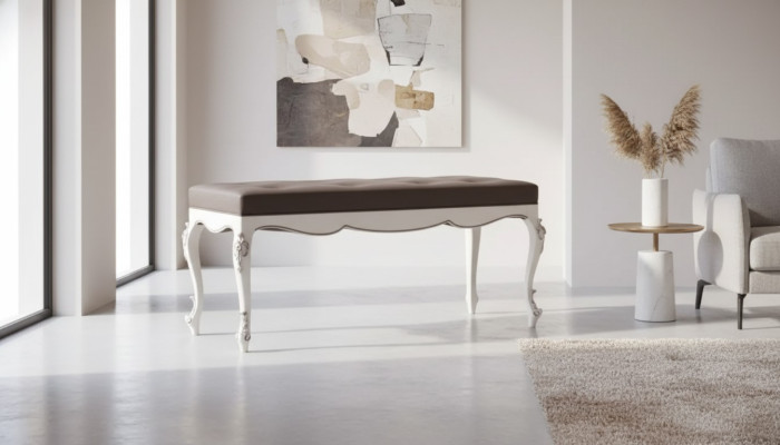 Designer dřevěná židle taburet obývací pokoj sedací nábytek čalouněný textilní látka lavice