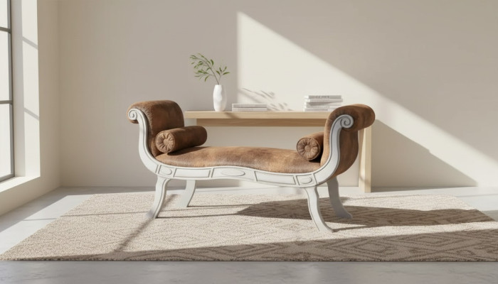 Klasická sedací lavice Hocker Designové sedací nábytek Pohovka Banka Hnědá