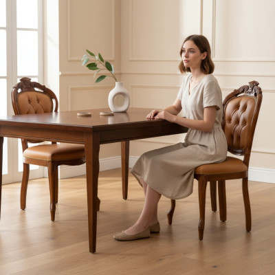Luxus Stuhl Braun Esszimmer Designer Holz Möbel Stuhl ohne Armlehne