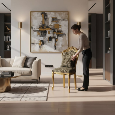 Jídelní židle Luxus Art déco židle Design dřevěná židle Italský nábytek