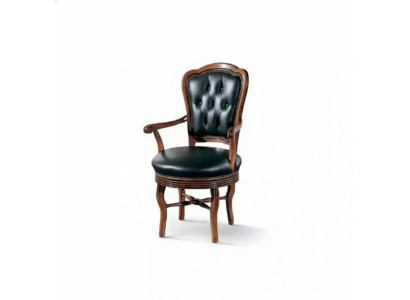 Bürostuhl Holz Chefsessel Chesterfield italienische Möbel Schwarz Drehbar