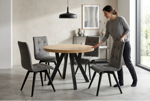 Komplett Rund Esstisch 4x Stühle Esszimmer Set Ess Gruppe Holz 5tlg