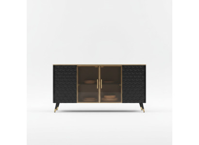 Schwarz Kommode Sideboard Schrank Anrichte Kommoden Schränke 160cm Möbel