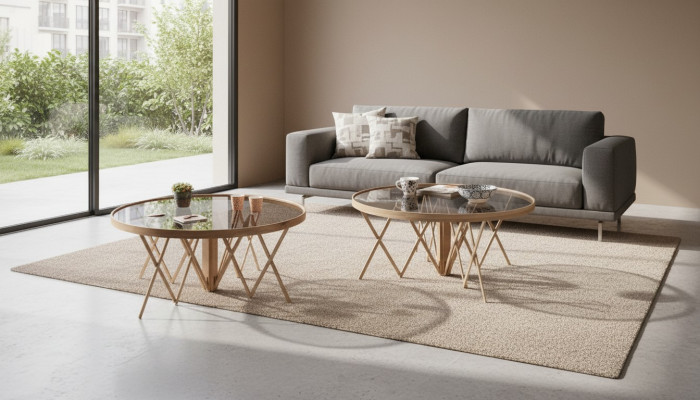 Designer obývací pokoj set 2x kulaté konferenční stoly Luxusný nábytek