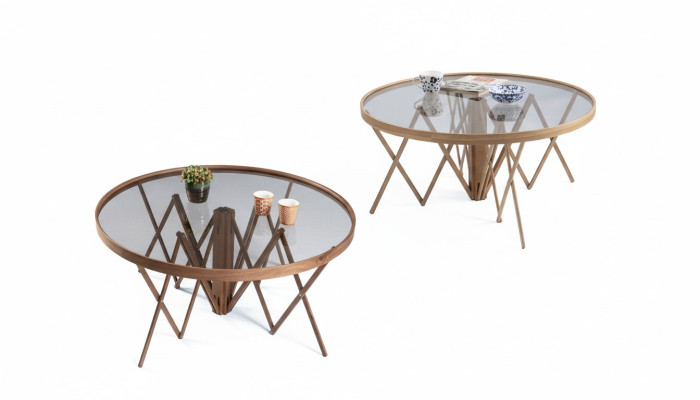 Designer obývací pokoj set 2x kulaté konferenční stoly Luxusný nábytek