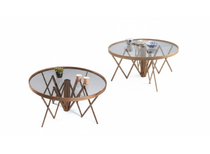 Designer obývací pokoj set 2x kulaté konferenční stoly Luxusný nábytek