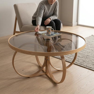 Wohnzimmer Kaffee Tisch Designer Rund Couchtisch Glastisch Luxus Möbel