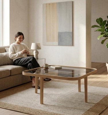 Obývací pokoj Konferenční stolek Moderní luxusní nábytek Skleněný stůl Designerovské dřevo