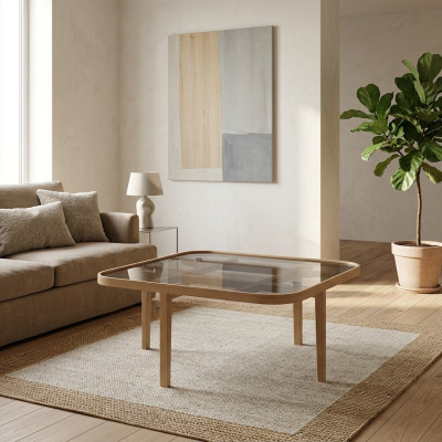 Obývací pokoj Konferenční stolek Moderní luxusní nábytek Skleněný stůl Designerovské dřevo