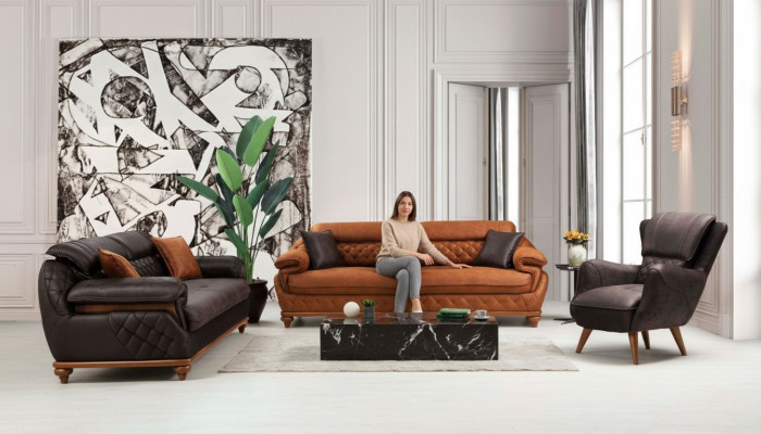 Obývací pokoj Kompletní 3 kusy Moderní 2x třísedák Luxus Pohovka Nový.