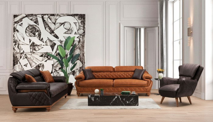 Obývací pokoj Kompletní 3 kusy Moderní 2x třísedák Luxus Pohovka Nový.