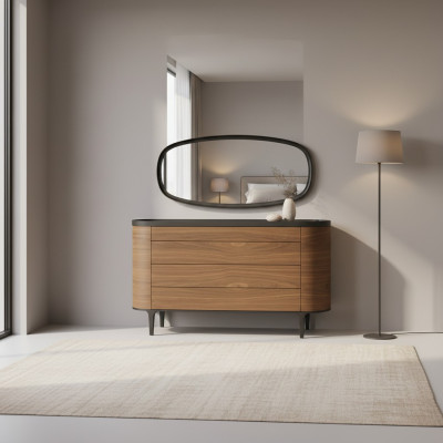 Kommode mit Spiegel Design Luxus Schrank Modern Stil Schlafzimmer Möbel Neu