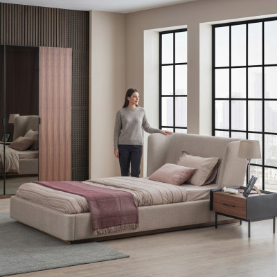 Modern Komplett Bett Luxus Nachttisch Schlafzimmer Set 2tlg Holz Möbel