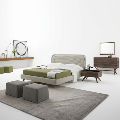 Schlafzimmer Set 5tlg Luxus Doppel Bett 2x Nachttische Luxus Kommode mit Spiegel