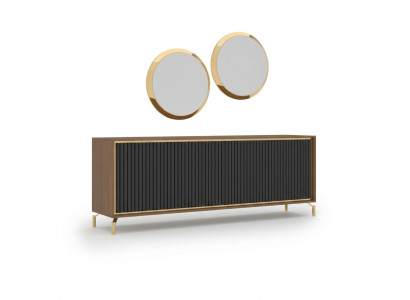 Esszimmer Modern Essgruppe Sideboard mit 2x Spiegel Luxus Holz Möbel