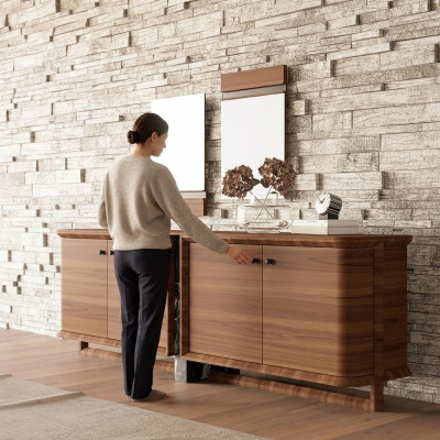 Luxus Komplett Sideboard mit 2x Spiegel Design Holzschrank Esszimmer Möbel
