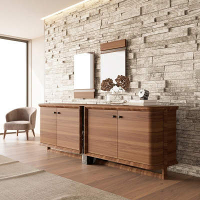 Luxus Komplett Sideboard mit 2x Spiegel Design Holzschrank Esszimmer Möbel