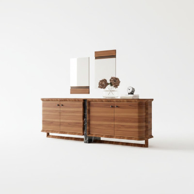 Luxus Komplett Sideboard mit 2x Spiegel Design Holzschrank Esszimmer Möbel