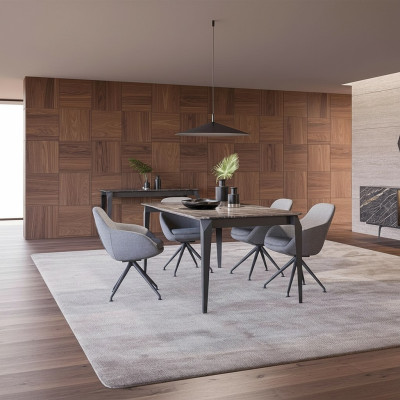 Luxus jídelna Kompletní jídelní stůl 4x židle nábytek Sideboard se zrcadlem