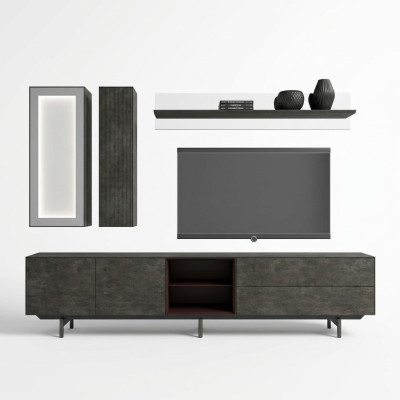 Wohnwand Modern TV-Ständer Hänge Vitrine Luxus Wandregal Wohnzimmermöbel