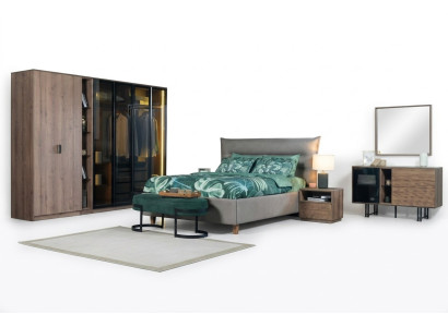 Schlafzimmer Set Loft Design Bett Schrank Betten Kommode Nachttisch 5tlg