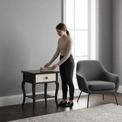 Noční stolek dřevěný stůl design ložnice konferenční stolek starožitný styl nový.