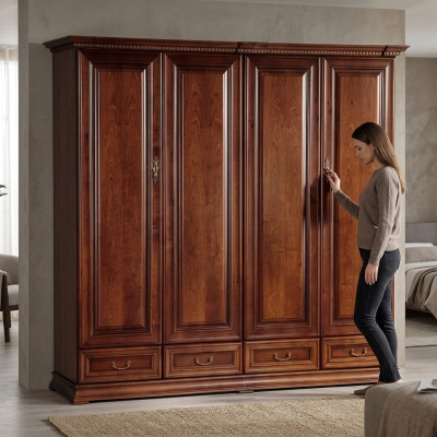 Kleiderschrank Schlafzimmer Holz Schrank Barock Rokoko Schränke 4türig