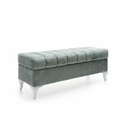 Klassische Sitzbank Design Ottomane Sitzhocker Zweisitzer Textil Fußhocker