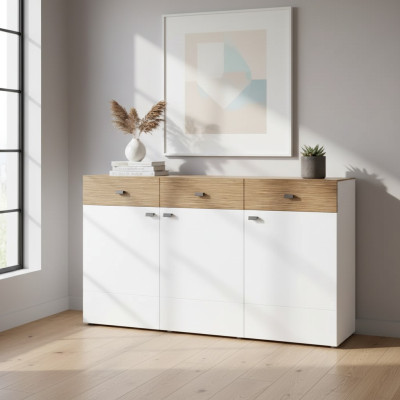 Skříňka s luxusním designem z dubového dřeva do obývacího pokoje.