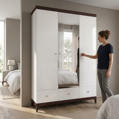 Designer lesklá skříň šatník skříně ložnice nábytek dřevo luxus bílá