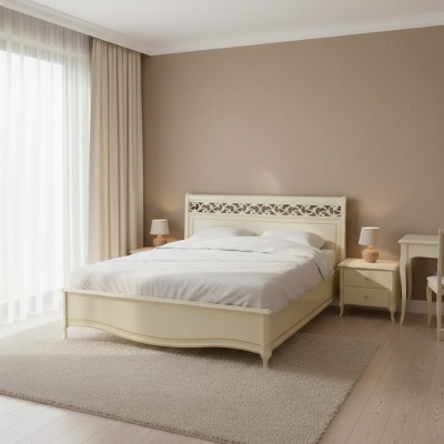 Bett Polster Design Luxus Doppel Hotel Betten Holz Neu weiß Farben