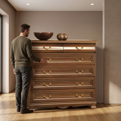 Schubladen Kommode Echtholz Schrank Eiche Massivholz Kommoden Sideboard Neu