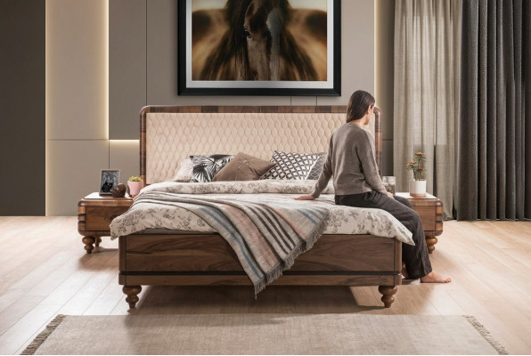 Schlafzimmer Möbel Luxus Designer Bett 2x Nachttischer Doppelbett 3tlg