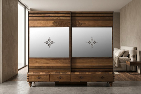 Moderner Kleiderschrank Luxus Schrank Holz Schränke Braun Schlafzimmer