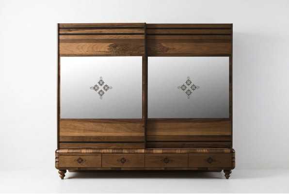 Moderner Kleiderschrank Luxus Schrank Holz Schränke Braun Schlafzimmer