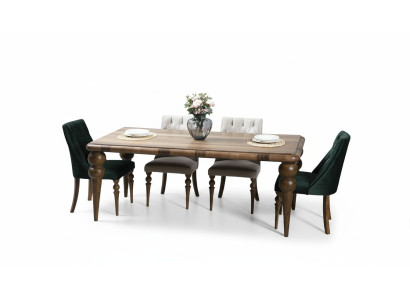 Jídelní nábytek luxusní set jídelní stůl 4x židle moderní design dřevěný styl