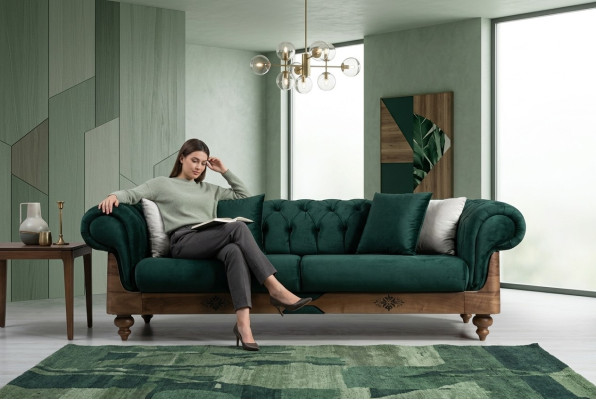 Grüner Chesterfield Dreisitzer Couch Wohnzimmer Sofas Sitzmöbel Couch