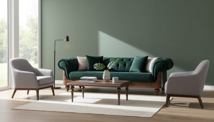 Grüner Chesterfield Dreisitzer Couch Wohnzimmer Sofas Sitzmöbel Couch