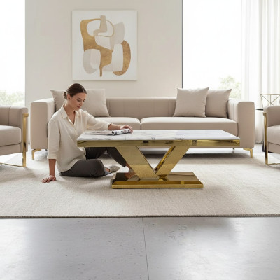 Couchtisch Design Stůl Obývací pokoj Luxus Kavárny Nábytek 130x70 Kov