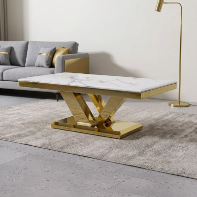 Couchtisch Design Stůl Obývací pokoj Luxus Kavárny Nábytek 130x70 Kov