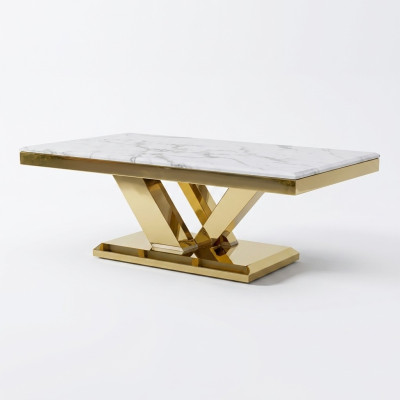 Couchtisch Design Stůl Obývací pokoj Luxus Kavárny Nábytek 130x70 Kov