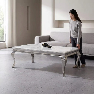 Couchtisch Design Wohnzimmer Luxus Tisch Sofa Beistelltisch 130x70 Silber