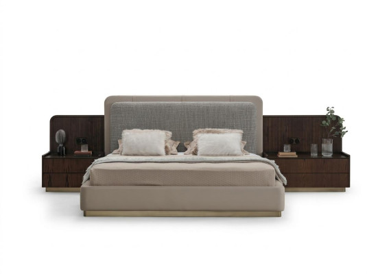 Schlafzimmer Set Luxus Komplettes Bett +2x Nachttische 3tlg Modern Set