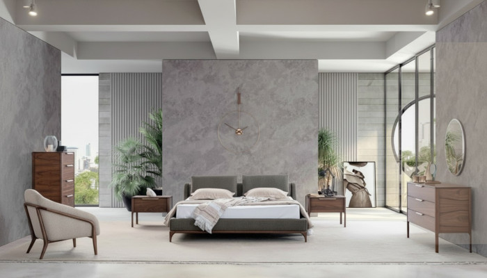 Schlafzimmer Komplett Set Bett 2x Nachttische Kommode Schrank Modern