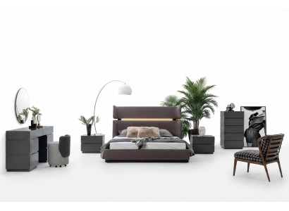 Modernen Schlafzimmer set 6tlg Bett 2x Nachttische Kommode mit Spiegel